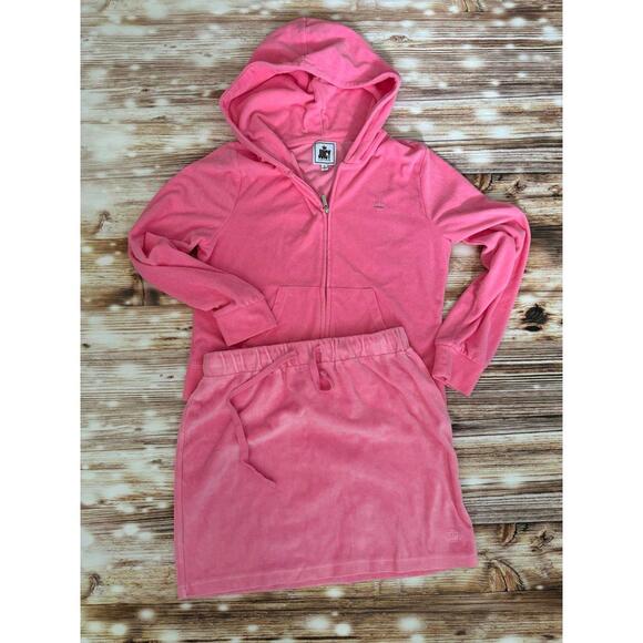 Pink Juicy Couture Track Suit Skirt & Hooded Jacket Size Large - Picture 1 of 9